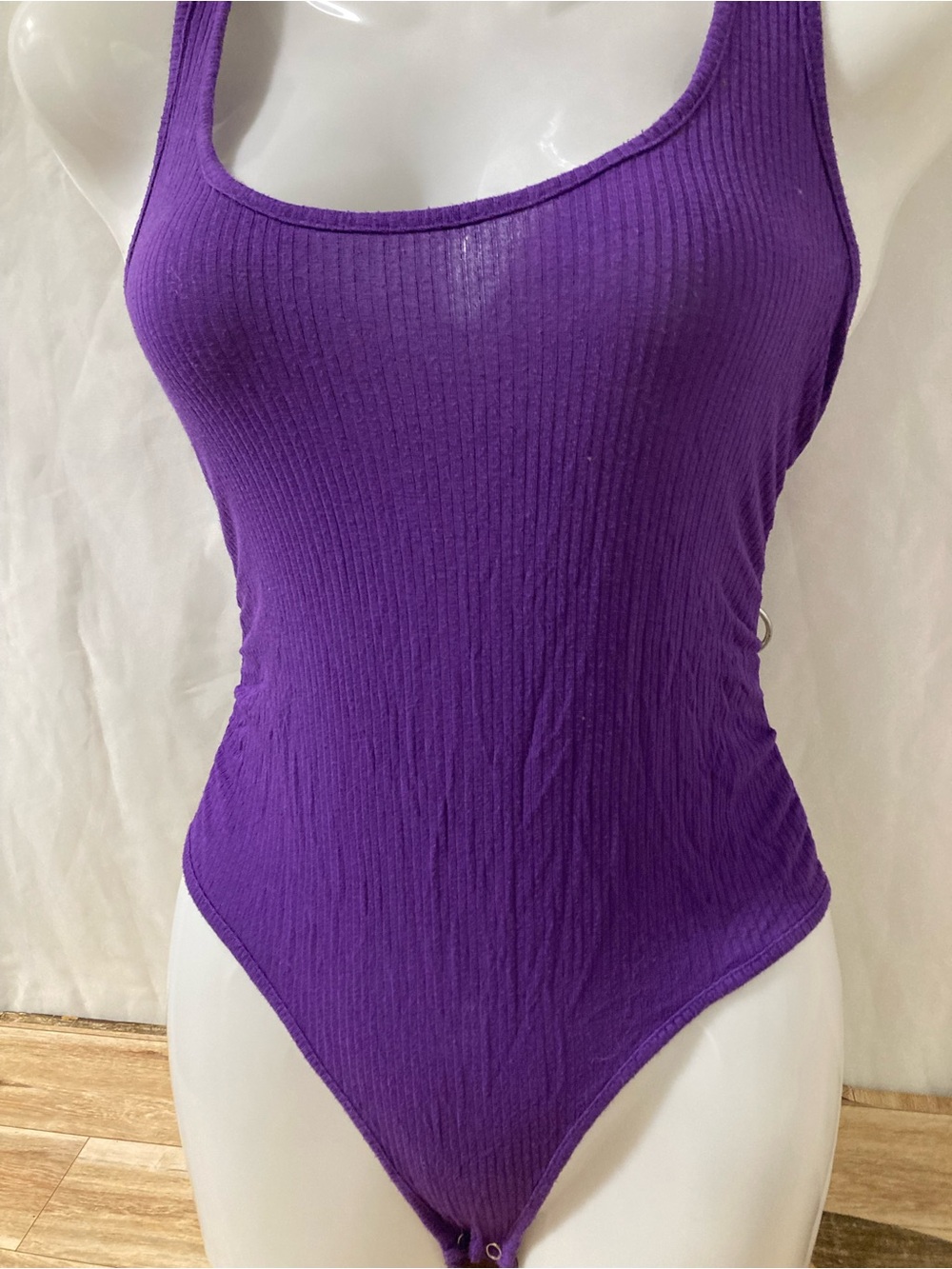 SWSentials Purple Ribbed Tank Bodysuit Women’s Medium Minimalist Stretch